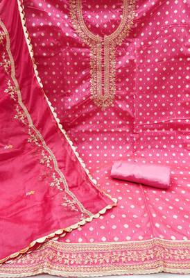 pink cotton woven dress material 2