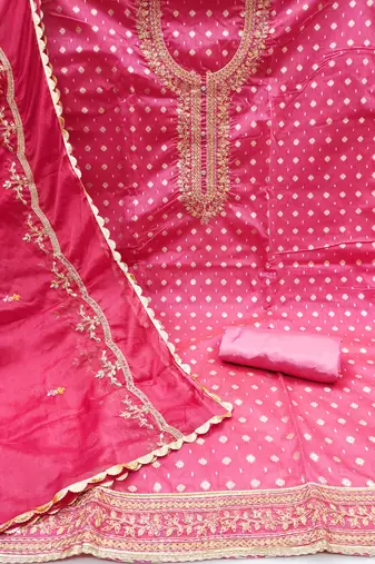 pink cotton woven dress material