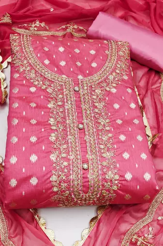 pink cotton woven dress material