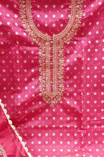pink cotton woven dress material