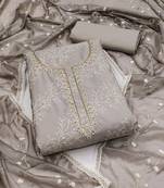 grey cotton sequins dress material