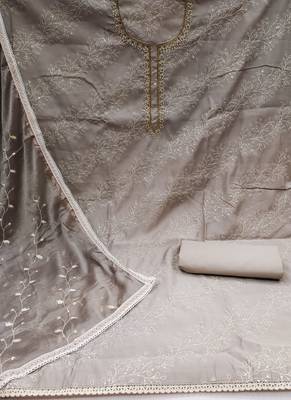 grey cotton sequins dress material 2
