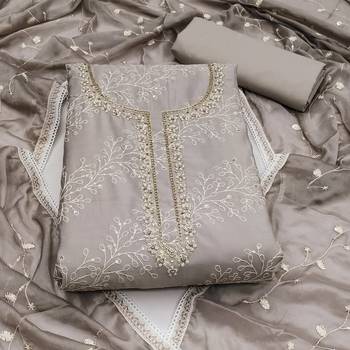 grey cotton sequins dress material 3