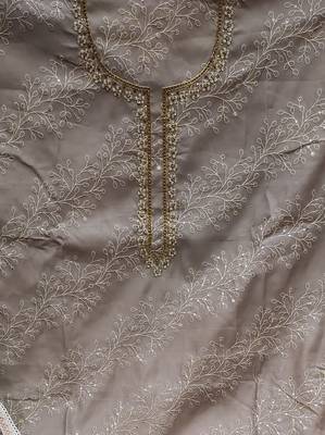 grey cotton sequins dress material 4
