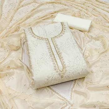 white cotton sequins dress material 1