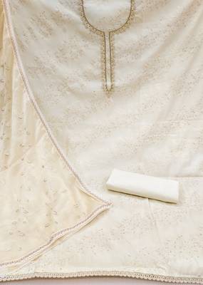 white cotton sequins dress material 2