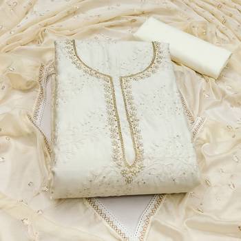 white cotton sequins dress material 3