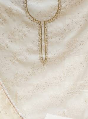 white cotton sequins dress material 4
