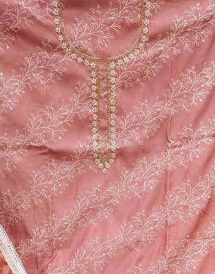 peach cotton sequins dress material 4