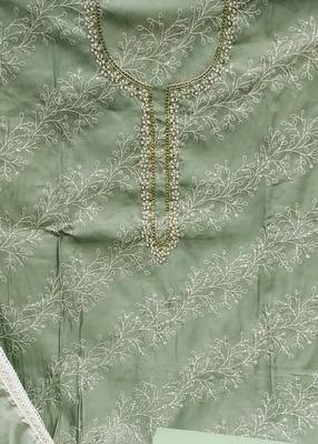 sea green cotton sequins dress material 4