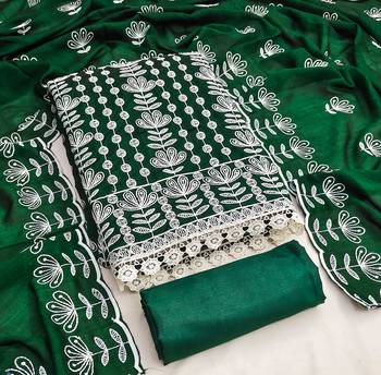 green silk blend embroidered dress material 3