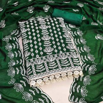 green silk blend embroidered dress material 4