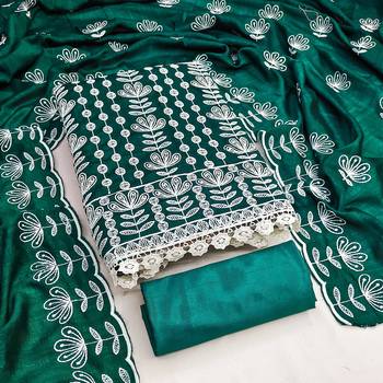 sea green silk blend embroidered dress material 3