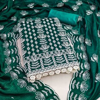 sea green silk blend embroidered dress material 4