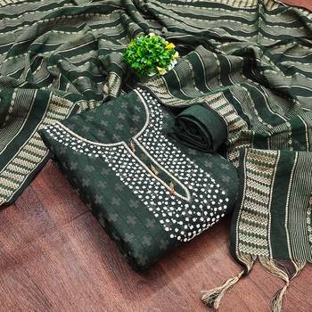 green cotton hand embroidery dress material 1