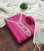 pink cotton hand embroidery dress material