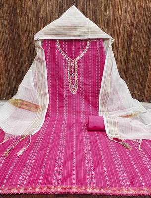 pink cotton hand embroidery dress material 2