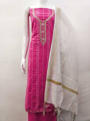 pink cotton hand embroidery dress material 3