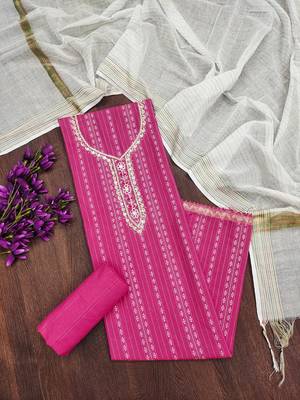 pink cotton hand embroidery dress material 4
