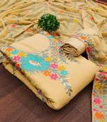 beige georgette embroidered dress material