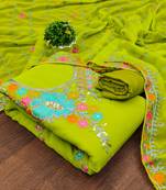 light green georgette embroidered dress material