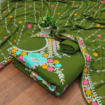 mehendi georgette embroidered dress material 1