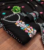 black georgette embroidered dress material