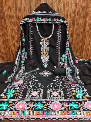black georgette embroidered dress material 3