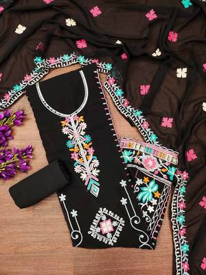 black georgette embroidered dress material 4