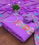 lavender georgette embroidered dress material