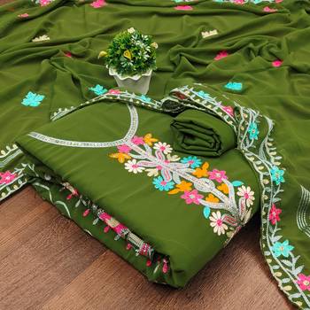 mehendi georgette embroidered dress material 1