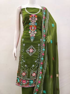 mehendi georgette embroidered dress material 2