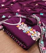 purple georgette embroidered dress material