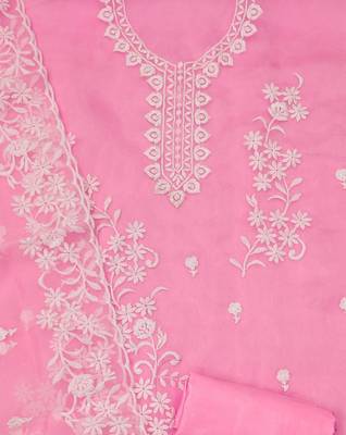 baby pink organza embroidered dress material 4