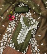 mehendi organza embroidered dress material