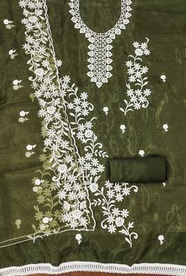 mehendi organza embroidered dress material 2