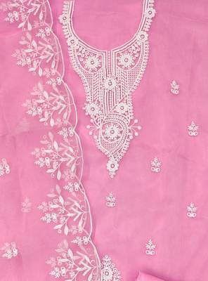 baby pink organza embroidered dress material 4