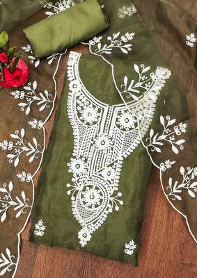 mehendi organza embroidered dress material 3
