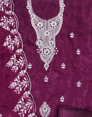 purple organza embroidered dress material 4