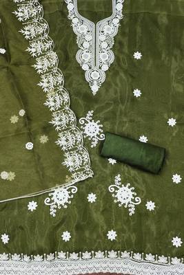 mehendi organza embroidered dress material 2