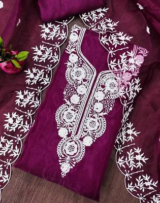 purple organza embroidered dress material 3