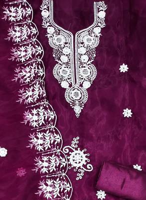 purple organza embroidered dress material 4
