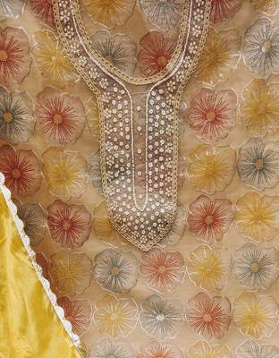 beige organza sequins dress material 4