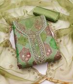 green organza sequins dress material