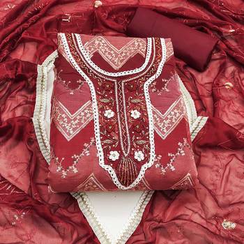 red organza sequins dress material 3