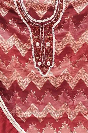 red organza sequins dress material