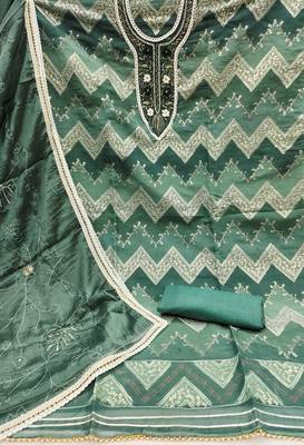green organza sequins dress material 2