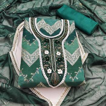 green organza sequins dress material 3
