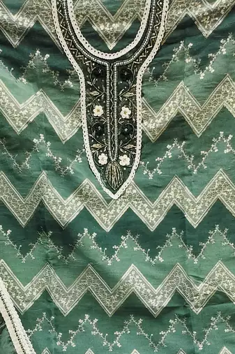 green organza sequins dress material