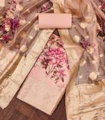 peach organza woven dress material